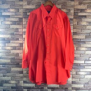 Vtg Mens Panhandle Slim Permanently Pressed Red Western Pearl SnapShirt 181/2-34